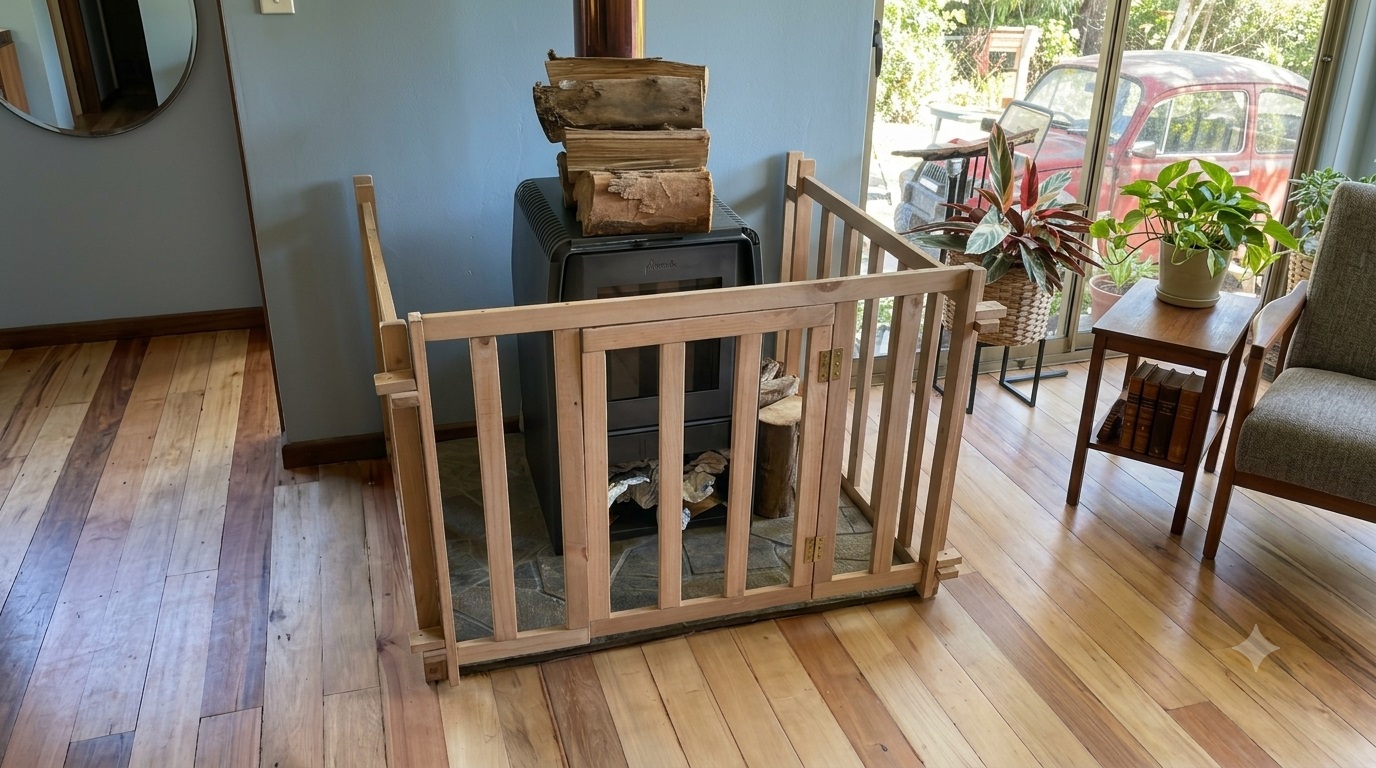 Corral de madera de 73 x 100 cm para protección de estufas y zonas peligrosas